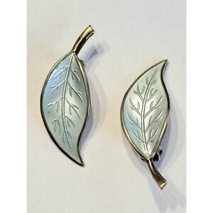 VTG David-Andersen Norway Sterling Ice Blue Guilloché Enamel Earrings Winnaess